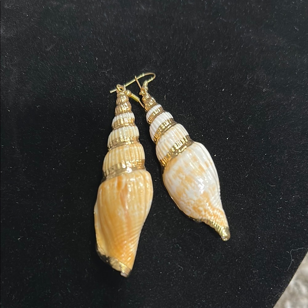 Gold and Cream Natural Shell Earrings